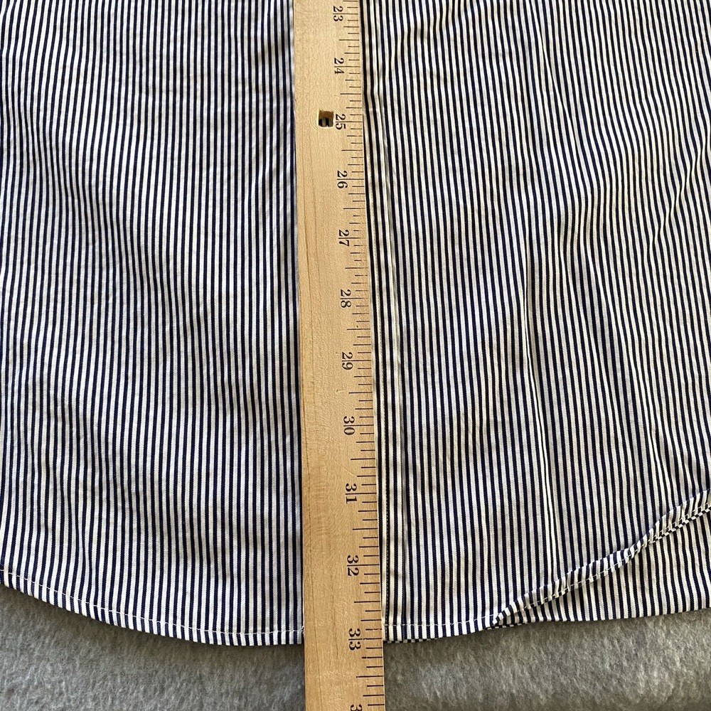 Faconnable Shirt 5 16.5R Navy Stripe Button Up 100% Cotton Long Sleeve France‎ - Picture 11 of 16